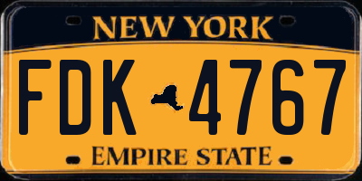 NY license plate FDK4767