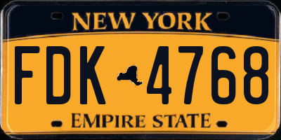 NY license plate FDK4768