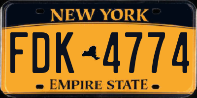 NY license plate FDK4774