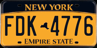 NY license plate FDK4776