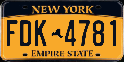 NY license plate FDK4781