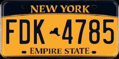NY license plate FDK4785