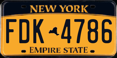 NY license plate FDK4786