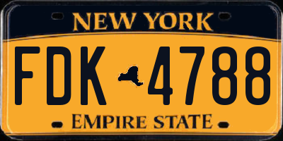 NY license plate FDK4788