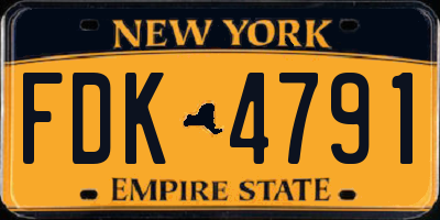 NY license plate FDK4791