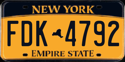 NY license plate FDK4792