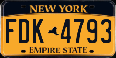 NY license plate FDK4793