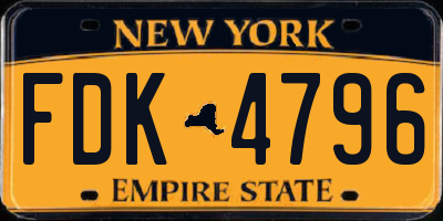 NY license plate FDK4796