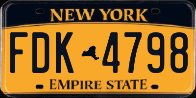 NY license plate FDK4798