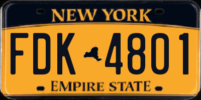 NY license plate FDK4801