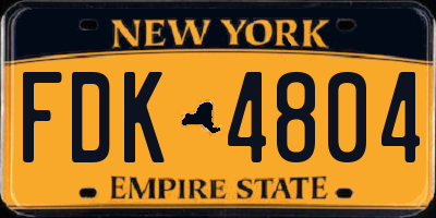 NY license plate FDK4804