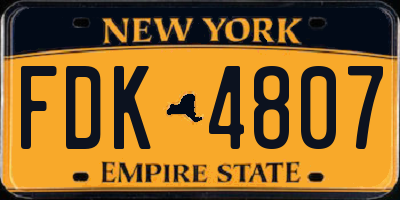 NY license plate FDK4807