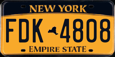 NY license plate FDK4808