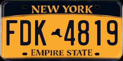 NY license plate FDK4819