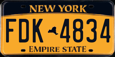 NY license plate FDK4834