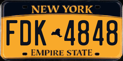 NY license plate FDK4848