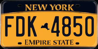 NY license plate FDK4850
