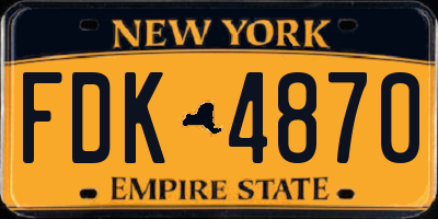 NY license plate FDK4870