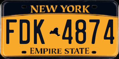 NY license plate FDK4874