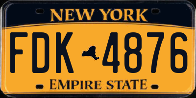 NY license plate FDK4876