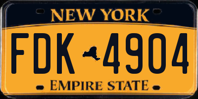 NY license plate FDK4904