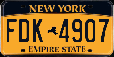 NY license plate FDK4907