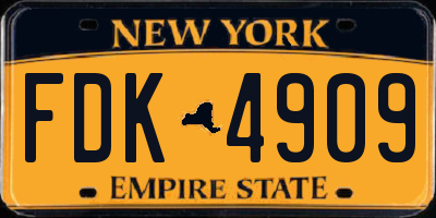 NY license plate FDK4909