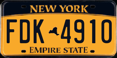 NY license plate FDK4910