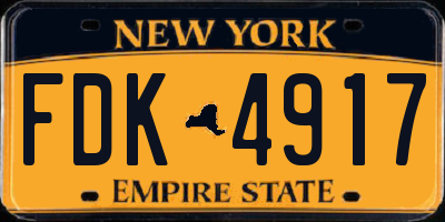 NY license plate FDK4917