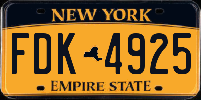NY license plate FDK4925