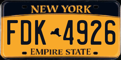 NY license plate FDK4926
