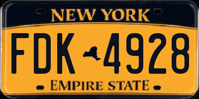 NY license plate FDK4928