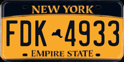 NY license plate FDK4933