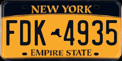 NY license plate FDK4935
