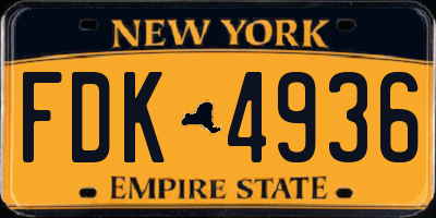 NY license plate FDK4936