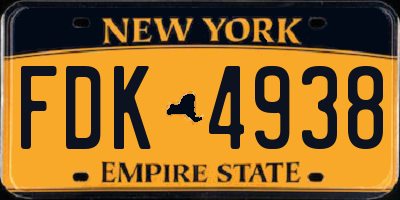 NY license plate FDK4938