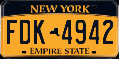 NY license plate FDK4942
