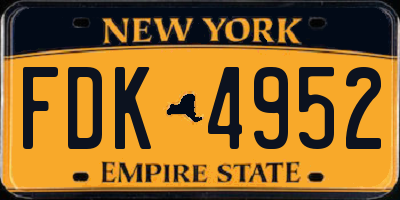 NY license plate FDK4952