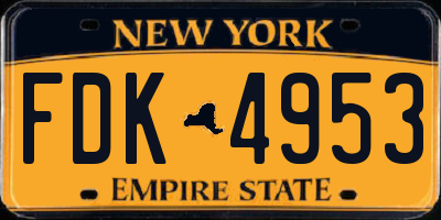 NY license plate FDK4953