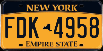 NY license plate FDK4958