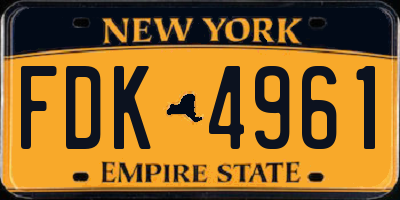 NY license plate FDK4961