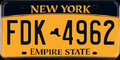 NY license plate FDK4962