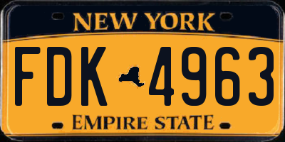 NY license plate FDK4963