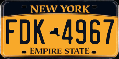 NY license plate FDK4967