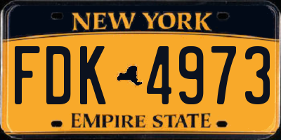 NY license plate FDK4973