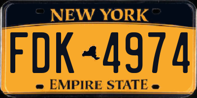 NY license plate FDK4974