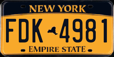 NY license plate FDK4981