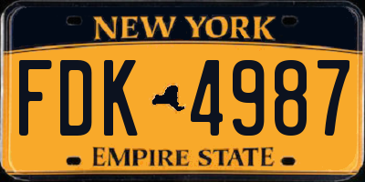 NY license plate FDK4987