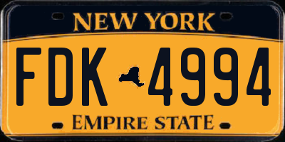 NY license plate FDK4994