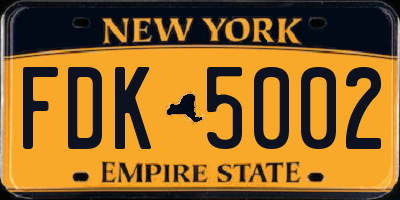 NY license plate FDK5002